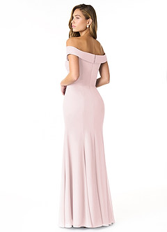 Azazie Lecia Bridesmaid Dresses Blushing Pink Empire Off-The-Shoulder Pleated Chiffon Convertible Dress image4