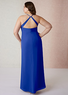 Azazie Manila Bridesmaid Dresses Royal Blue Sheath V-Neck Chiffon Dress image8