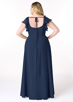Azazie Bondi Bridesmaid Dresses Dark Navy A-Line Ruffled Chiffon Dress image8