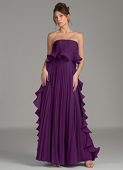 Azazie Alexia Bridesmaid Dresses Grape A-Line Ruched Chiffon Dress image1