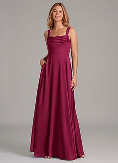 Azazie Shaude Bridesmaid Dresses Burgundy A-Line Pleated Chiffon Dress image10