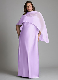 Azazie Jaleesa Robes de demoiselle d'honneur Robe Fourreau en Satin extensible Col haut Lilas image9