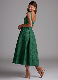 Azazie Amalie Brautjungfernkleider A-Linie Plissee Blumen-Burnout Kleid Dunkelgrün image2