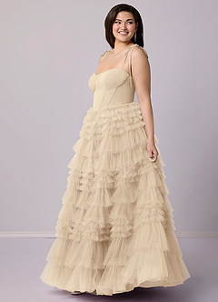 Barbie ♥ Azazie Bridesmaid Dresses Champagne A-Line Sweetheart Neckline Tulle Dress image10