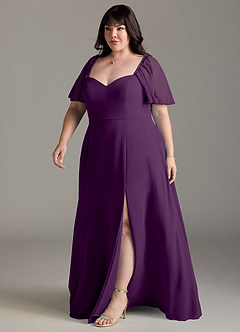 Azazie Chloe Bridesmaid Dresses Grape A-Line Sweetheart Neckline Chiffon Dress image11