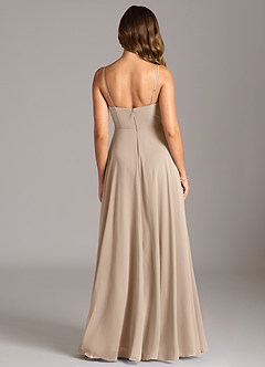 Azazie Amani Bridesmaid Dresses Taupe A-Line Pleated Chiffon Dress image2