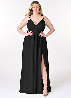 Azazie Farren Bridesmaid Dresses Black A-Line Pleated Chiffon Convertible Dress image10