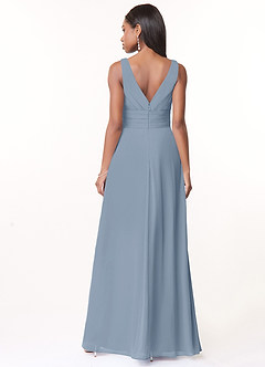 Azazie Julianna Bridesmaid Dresses Dusty Blue A-Line Chiffon Dress image2