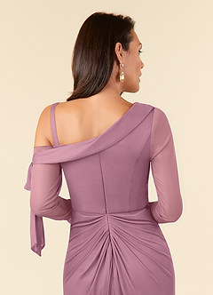 Azazie Marna Final Sale Vintage Mauve Sheath One Shoulder Mesh Dress image5