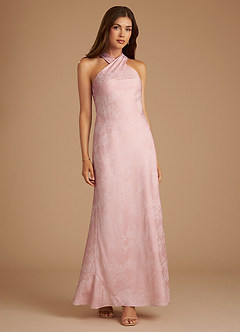 Azazie Doretta Vestidos de damas de honor Vestido de Flor Rosa Pastel de Florecer de Corte Sirena con Plisado image1
