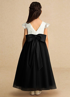Azazie Pookie Flower Girl Dresses Black A-Line Lace Tulle Dress image5