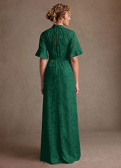 Azazie Hypatia Klänningar till brudens mor Klä Tubklänning i Blommig Utbrändhet Plisserad Smaragdgrön image3