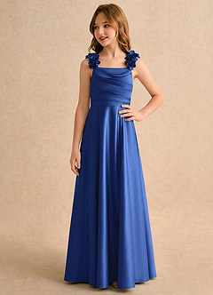 Azazie Rosita Girls Formal Flower Girl Klänningar Klänning A-Line i Stretch Satin Plisserad image4