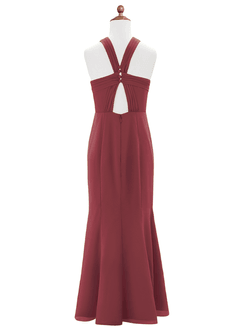 Azazie Rue Junior Merlot Mermaid Side Slit Chiffon Dress image7