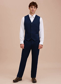 front Ethan Blue Refined Weave Suit Vest