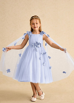 Azazie Staria Flower Girl Dresses Lavender Ball-Gown Ruched Tulle Dress image4