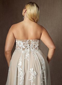 Azazie Aurorie Wedding Dresses Diamond White Nude A-Line Sequins Tulle Dress image12