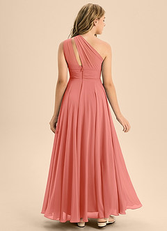 Azazie Charlize Junior Robe Trapèze en Mousseline de soie Plissée Rose Saumon image2