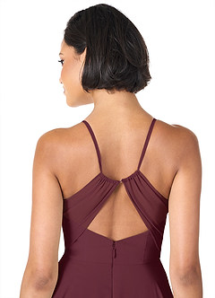 Azazie Avelina Brautjungfernkleider A-Linie V-Hals Gefaltet Chiffon Kleid Cabernetrot image5