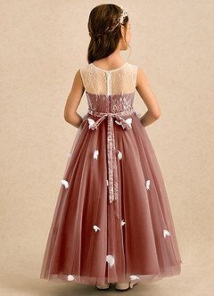 Azazie Mariposa Flower Girl Dresses Auburn Ball-Gown Lace Tulle Dress image2