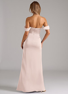 Azazie Johana Bridesmaid Dresses Blushing Pink Mermaid Off the Shoulder Stretch Satin Convertible Dress image4