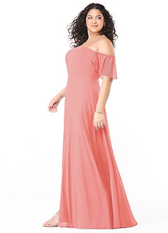 Azazie Sue Bridesmaid Dresses Coral A-Line Off the Shoulder Chiffon Convertible Dress image9