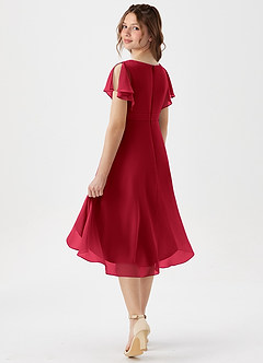 Azazie Graciela Junior Scarlet A-Line Pleated Chiffon Dress image6