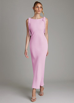 Azazie Luddie Bridesmaid Dresses Candy Pink Mermaid Bow Chiffon Dress image4