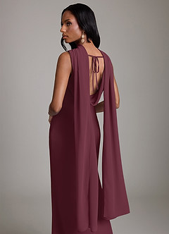 Azazie Linelle 신부 들러리 드레스 인어 주름진 쉬폰 바닥 길이 드레스 image9