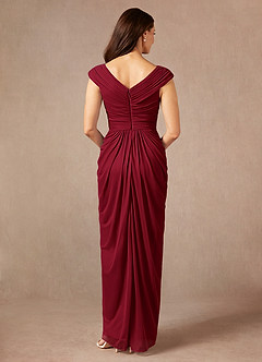 Azazie Lisolette Final Sale Burgundy Sheath Pleated Mesh Dress image2