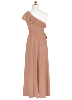 Azazie Eletta Junior Champagne Rose A-Line Ruched Chiffon Dress image7