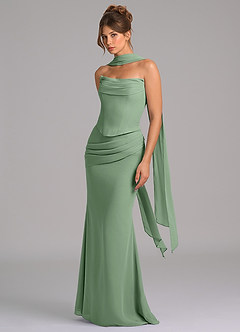 Azazie Sorrel Bridesmaid Dresses Matcha Mermaid Corset Chiffon Dress image5