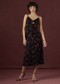 Masie Negro Rojo Vestido midi image3