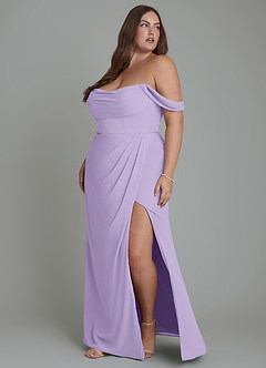 Azazie Johana Robes de demoiselle d'honneur Robe Sirène Convertible en Mousseline de soie Épaules dénudées Lilas image12
