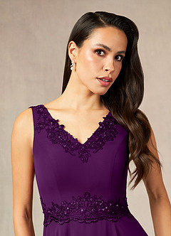 Azazie Devana Mother of the Bride Dresses Grape A-Line Sequins Chiffon Dress image6