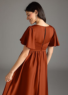 Azazie Verna Gravid brudtärna klänningar Klänning A-Line Ruched Golvlängd Stretch Satin image8