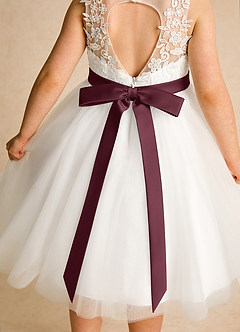 Azazie Lettie Flower Girl Dresses Ivory Cabernet Ball-Gown Lace Dress image5
