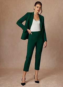 front Kennedy Szmaragd Spodnie Wizytowe Ze Stretchem I Strukturą