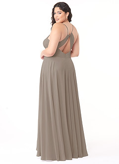 Azazie Avelina Bridesmaid Dresses Taupe A-Line V-Neck Pleated Chiffon Dress image9