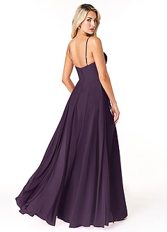 Azazie Emerald Bridesmaid Dresses Plum A-Line Ruffled Chiffon Dress image3
