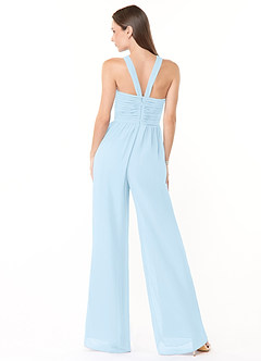 Azazie Berdie Bridesmaid Dresses Sky Blue Halter Chiffon Jumpsuit image2