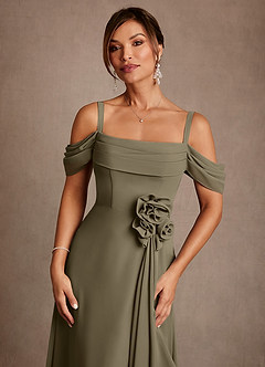 Azazie Amherst Mother of the Bride Dresses Willow Green A-Line Off the Shoulder Chiffon Dress image5