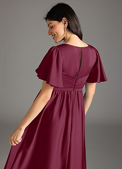 Azazie Verna Robes de demoiselle d'honneur de maternité Robe Trapèze Rayé Longueur ras du sol Satin extensible image8