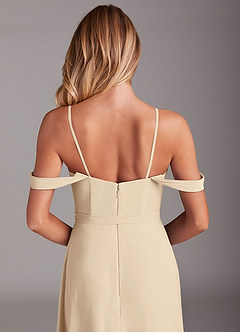 Azazie Aaron Bridesmaid Dresses Champagne A-Line Off the Shoulder Chiffon Convertible Dress image9