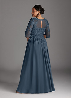 Azazie Mirielle Brudens mor kjoler A-Line Scoop Blonde Chiffon Gulv-længde Kjole image8