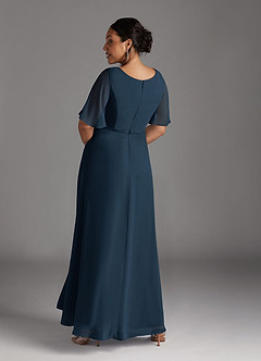 Azazie Tricia Abiti per la Madre della Sposa Abito A-Line in Chiffon con Scollo a V a Pieghe Marino Scuro image11