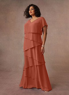 Azazie OHara Mother of the Bride Dresses Clay A-Line V-Neck Chiffon Dress image13
