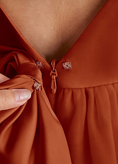 Azazie Twinkle Toes Flower Girl Dresses Paprika A-Line Bow Tulle Dress image6