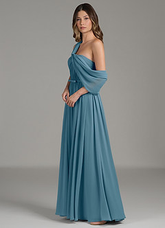 Azazie Nyah Abiti da Damigella Abito A-Line in Chiffon Spalle Scoperte Bermuda image6