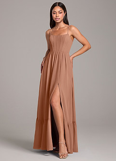 Azazie Kailee Bridesmaid Dresses Bronzer A-Line with Pockets Chiffon Dress image5